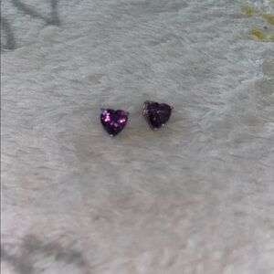 Heart-Shaped .925 amethyst Stud Earrings
